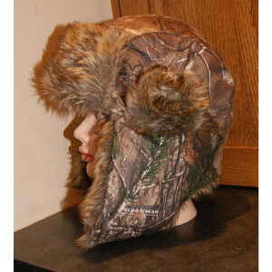 Realtree Xtra Thinsulate Trapper Hat Ear Flaps Camo Field & Stream L/XL Faux Fir